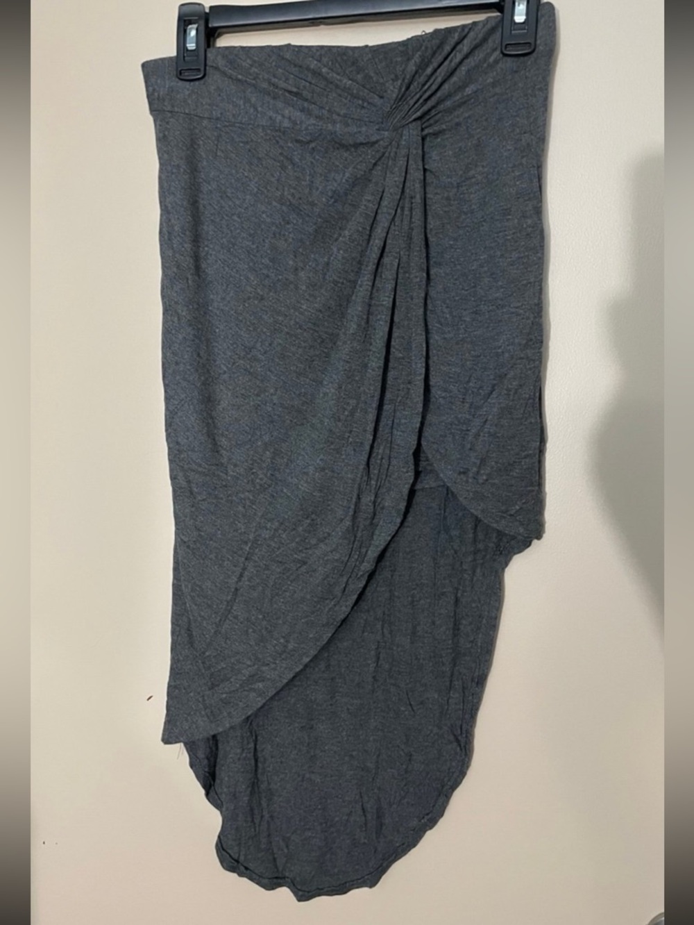 Draped High-Low Skirt - Charcoal Gray